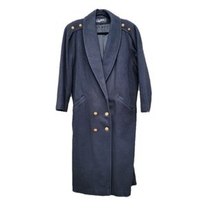 Vintage Long Wool Coat / Jacket 80's Heavy Wool Black Maxi Corpcore Retro Large